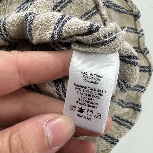 1.STATE Shorts Womens 8 Beige Blue Striped Linen Blend Casual Relaxed Summer - Picture 4 of 7